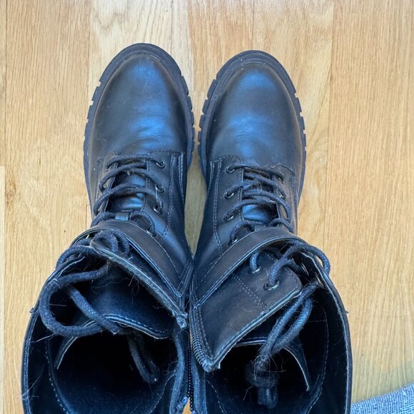 The Drop Women's Koi Buckle Lace Up Black Platform Combat Boots - Size 8 - Picture 3 of 6